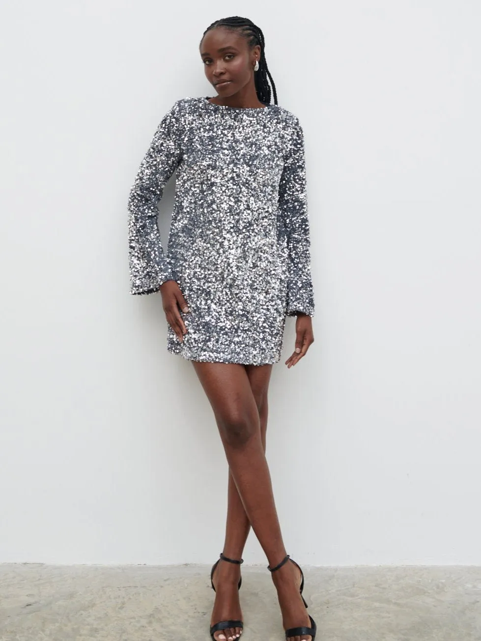 Nico Cluster Sequin Shift Dress - Silver sold by Pretty Lavish product image thumbnail 3