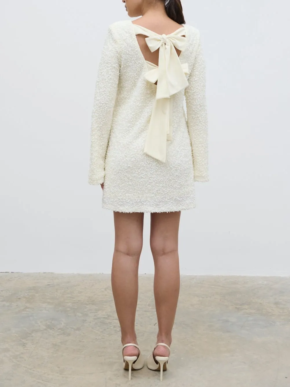 Bow Sequin Shift Dress - Ivory sold by Pretty Lavish product image thumbnail 5