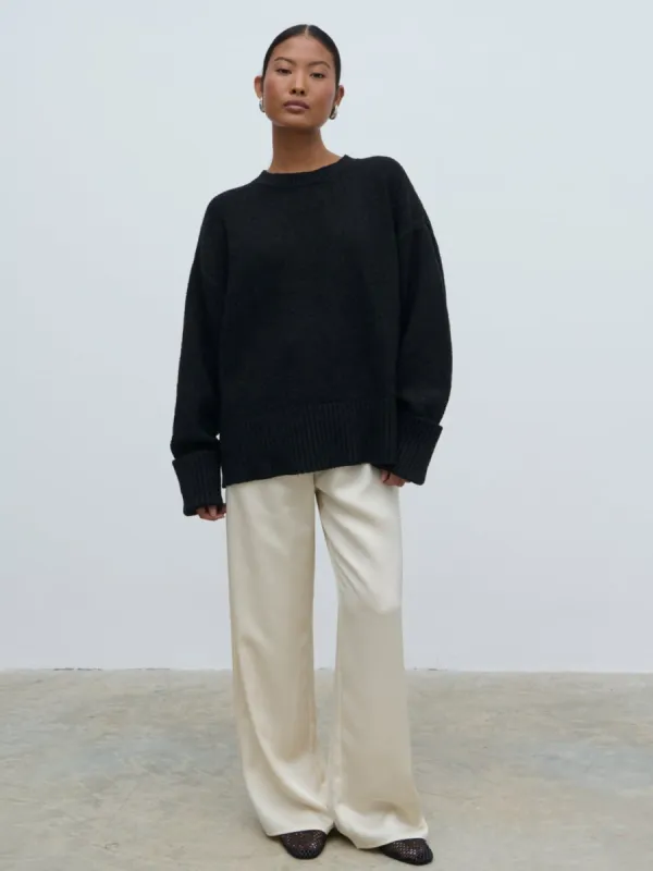 Breya Satin Drawstring Trousers - Oyster sold by Pretty Lavish