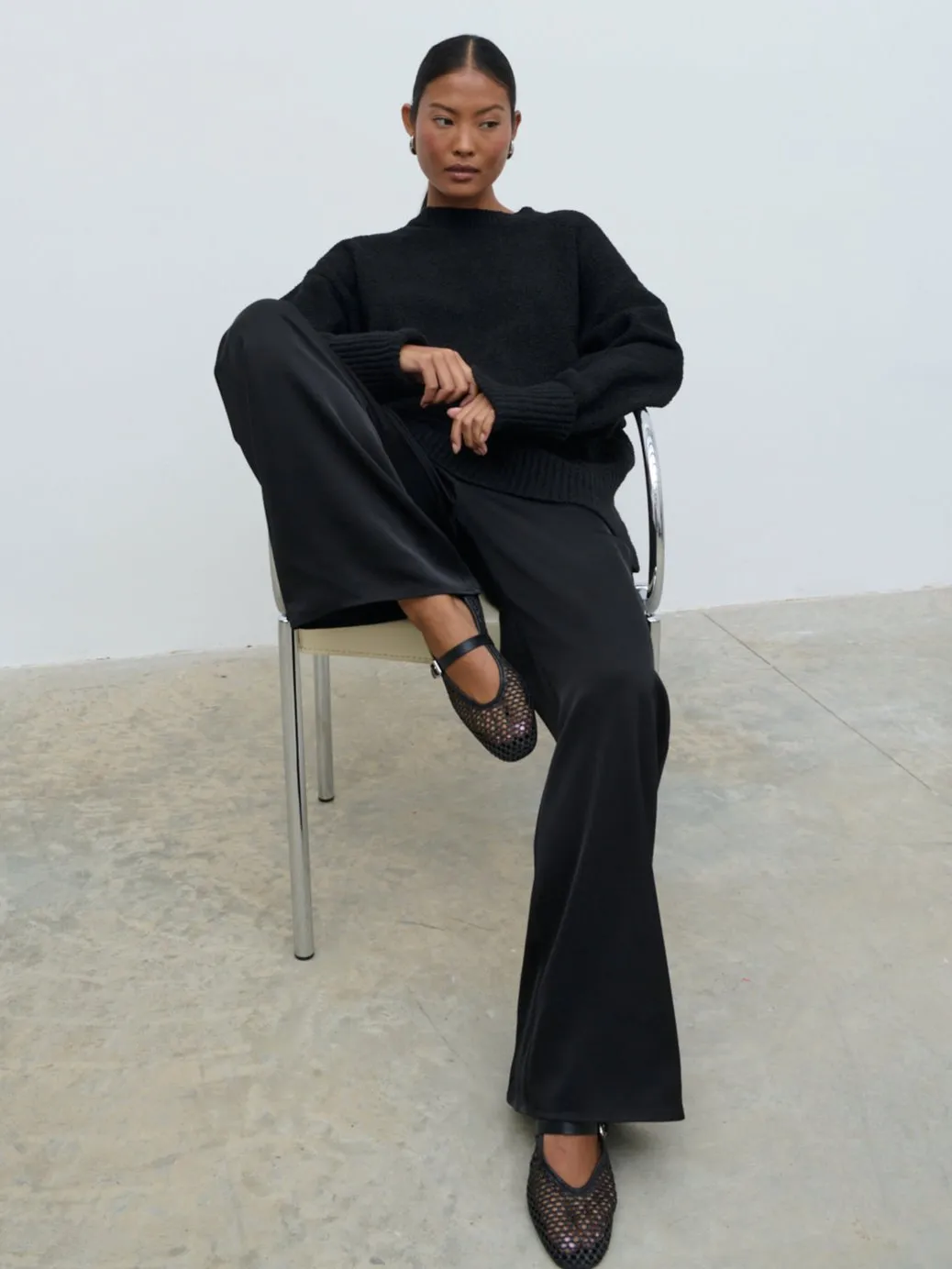 Breya Satin Drawstring Trousers - Black sold by Pretty Lavish