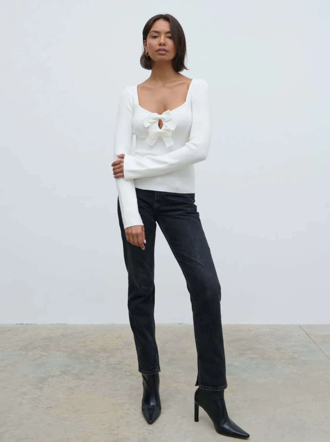 Annabeth Bow Knit Top - Cream sold by Pretty Lavish product image thumbnail 3