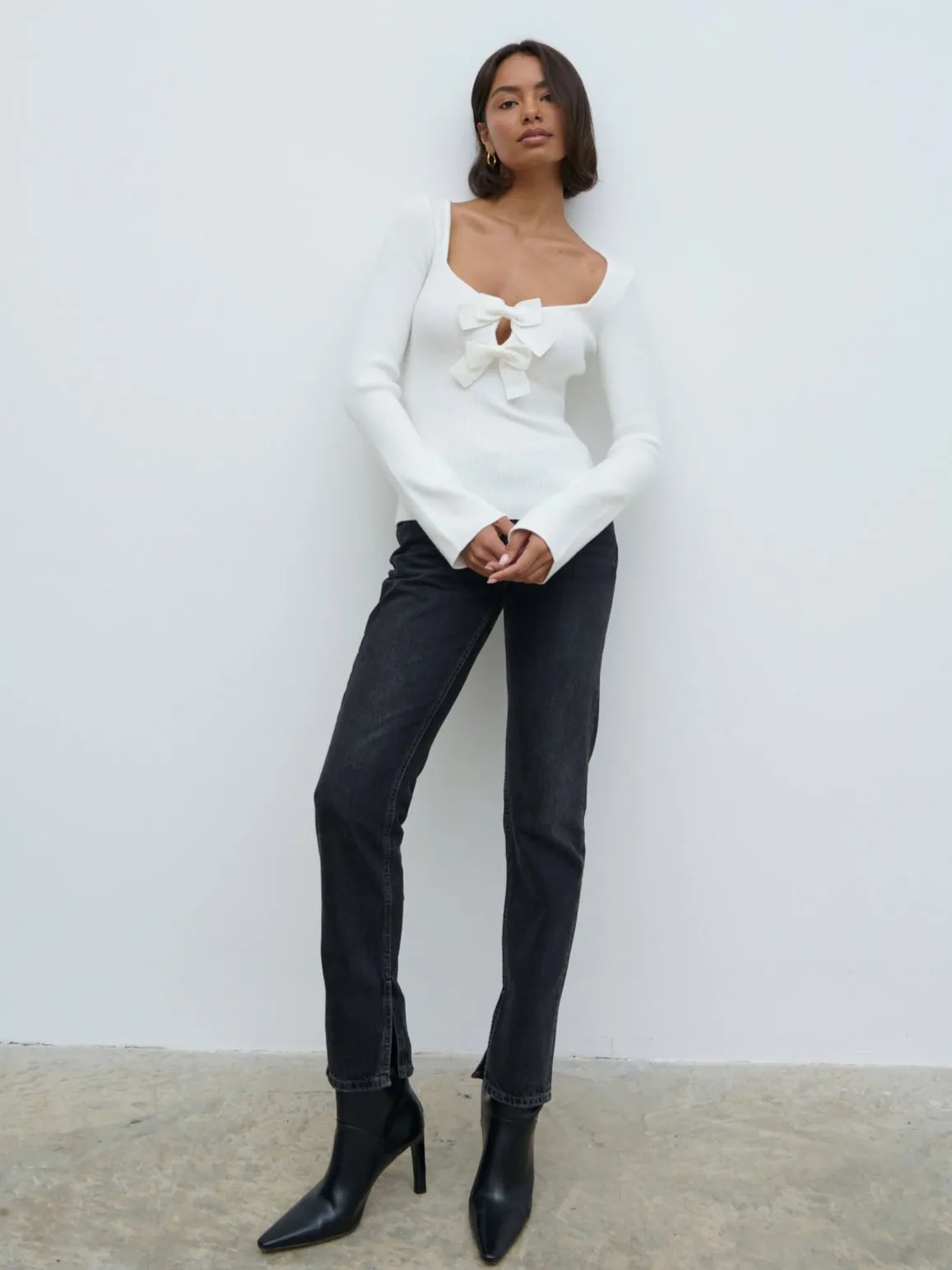 Annabeth Bow Knit Top - Cream sold by Pretty Lavish product image thumbnail 5