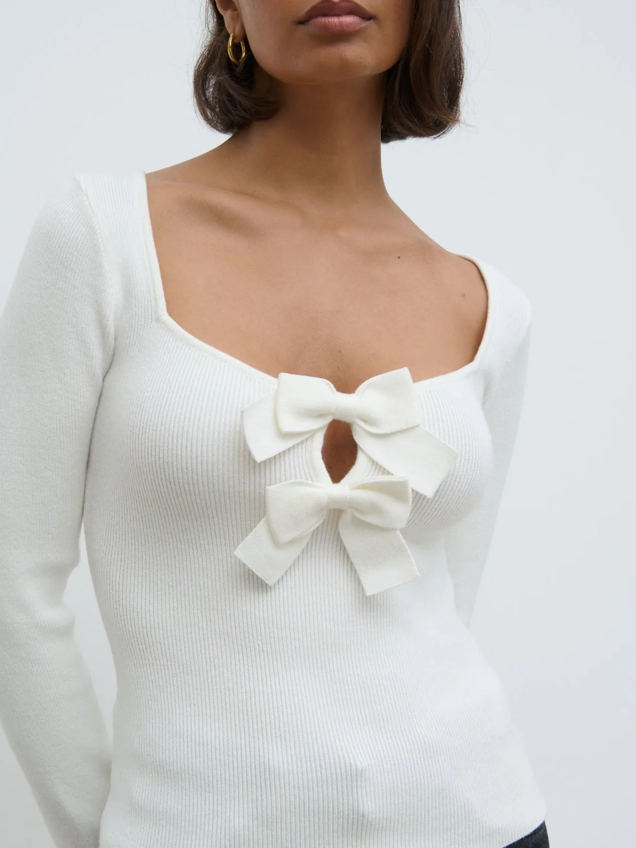 Annabeth Bow Knit Top - Cream sold by Pretty Lavish product image thumbnail 4