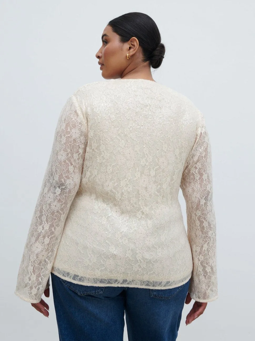 Tai Sequin Lace Cardigan Curve - Oyster sold by Pretty Lavish product image thumbnail 4