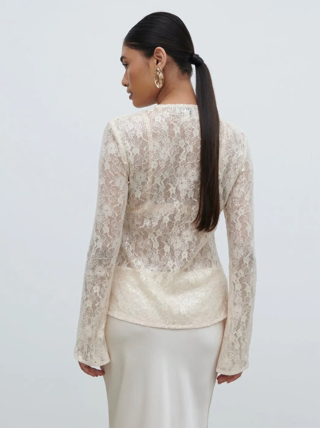 Tai Sequin Lace Cardigan - Oyster sold by Pretty Lavish product image thumbnail 5
