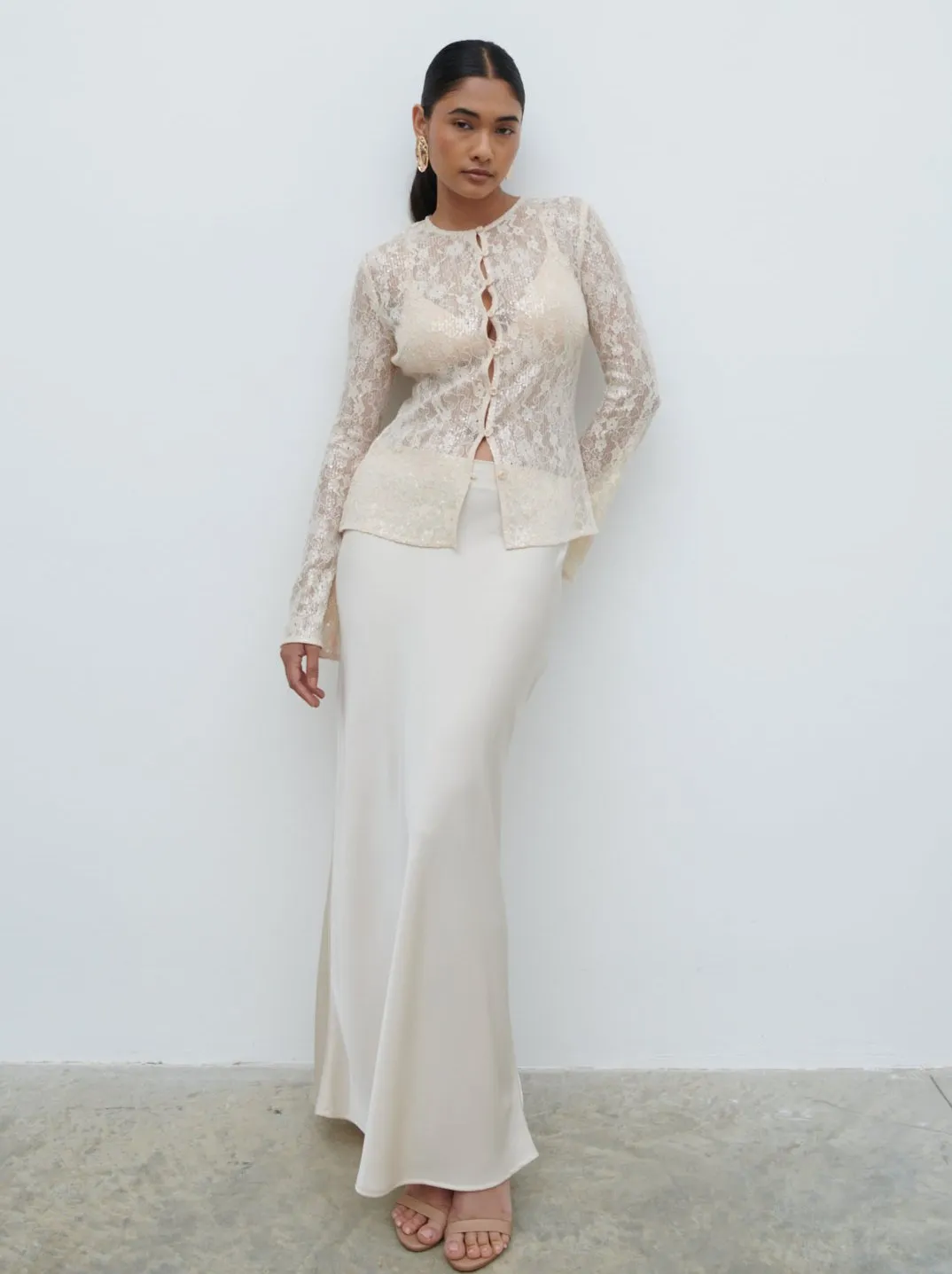 Tai Sequin Lace Cardigan - Oyster sold by Pretty Lavish product image thumbnail 2