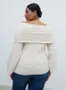 Tilda Bardot Bow Knit Top Curve - Beige sold by Pretty Lavish