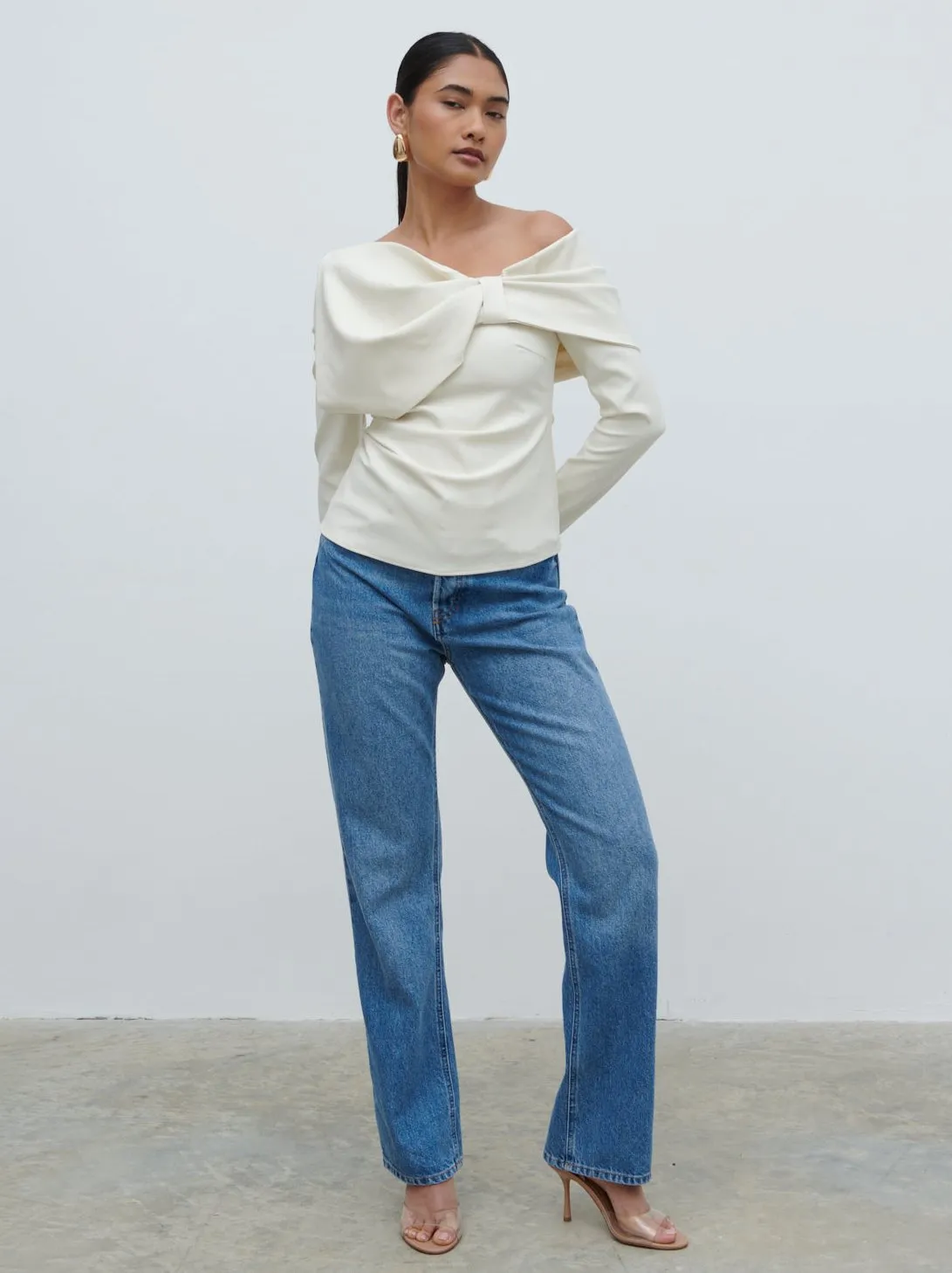 Naomi Exaggerated Bow Top - Cream sold by Pretty Lavish product image thumbnail 2