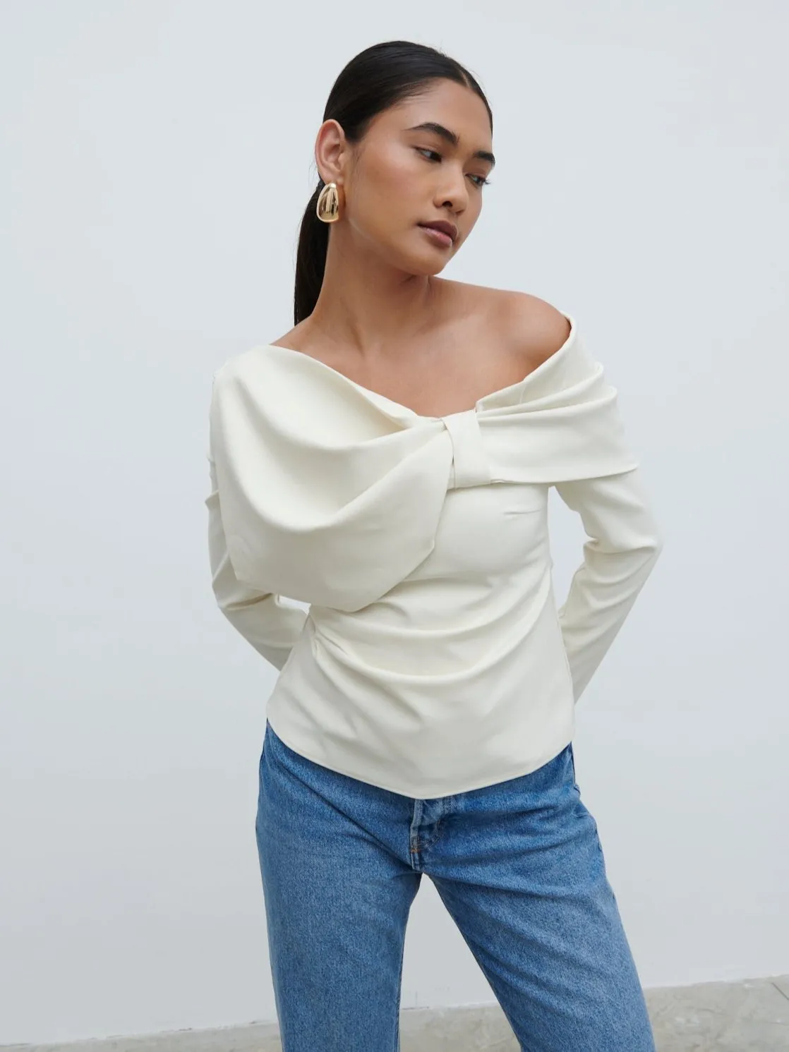 Naomi Exaggerated Bow Top - Cream sold by Pretty Lavish product image thumbnail 5