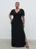 Edie Chiffon Maxi Bridesmaid Dress Curve - Black sold by Pretty Lavish