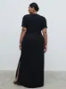 Edie Chiffon Maxi Bridesmaid Dress Curve - Black sold by Pretty Lavish