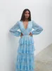 Ashton Cut Out Maxi Dress - Blue Swirl sold by Pretty Lavish