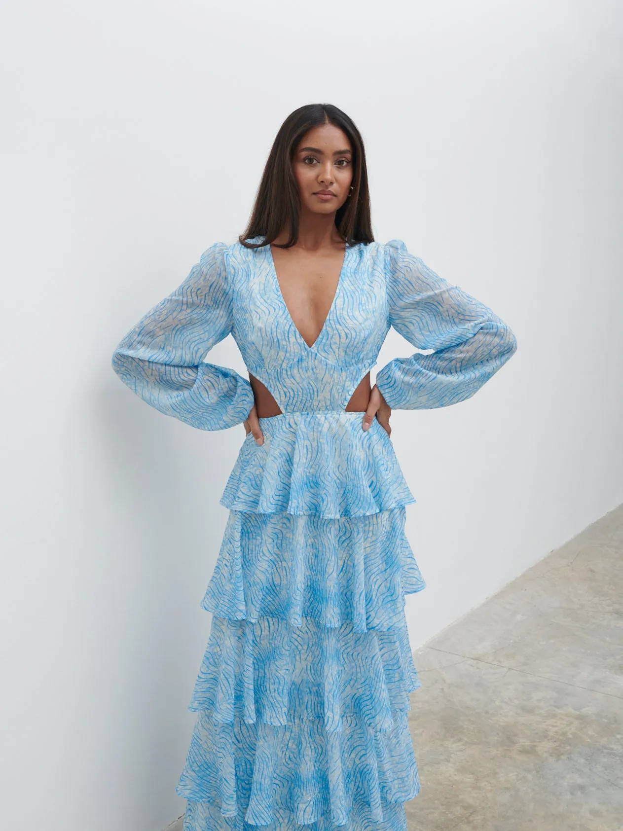 Ashton Cut Out Maxi Dress - Blue Swirl sold by Pretty Lavish product image thumbnail 2