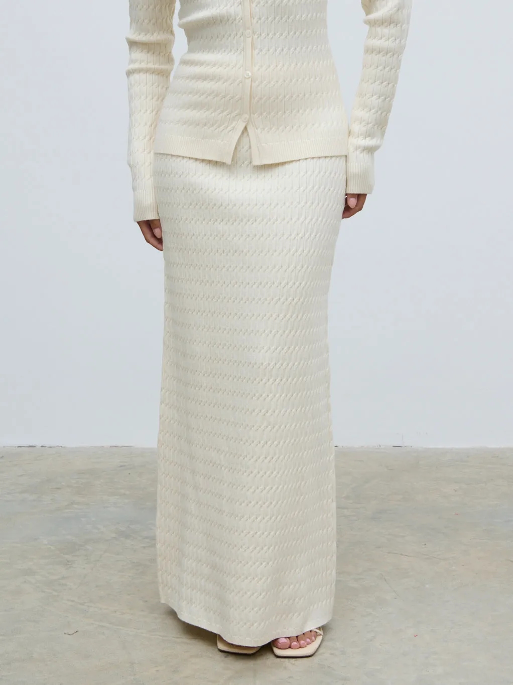 Iliana Cable Knit Midaxi Skirt - Cream sold by Pretty Lavish product image thumbnail 5