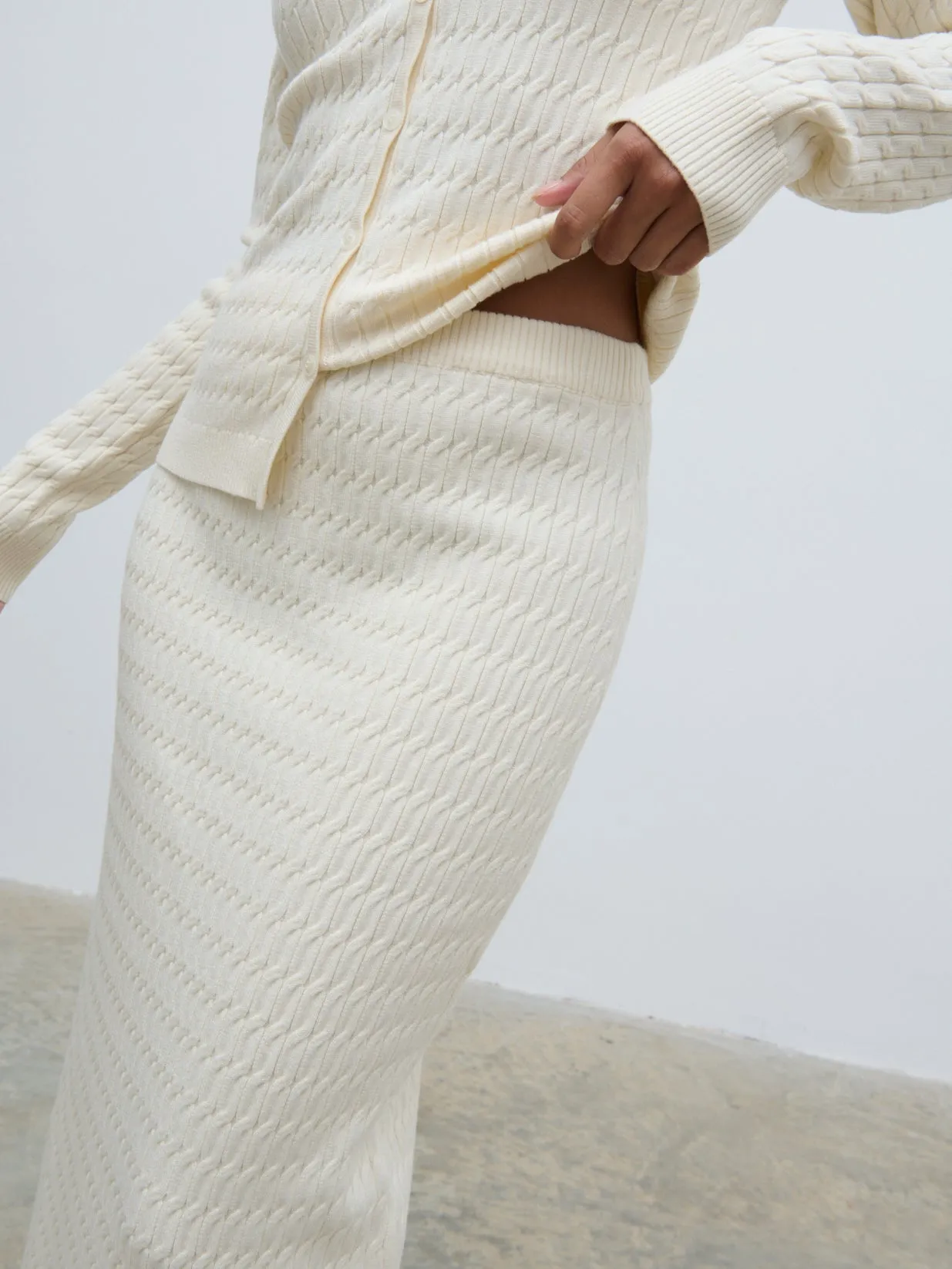 Iliana Cable Knit Midaxi Skirt - Cream sold by Pretty Lavish product image thumbnail 2