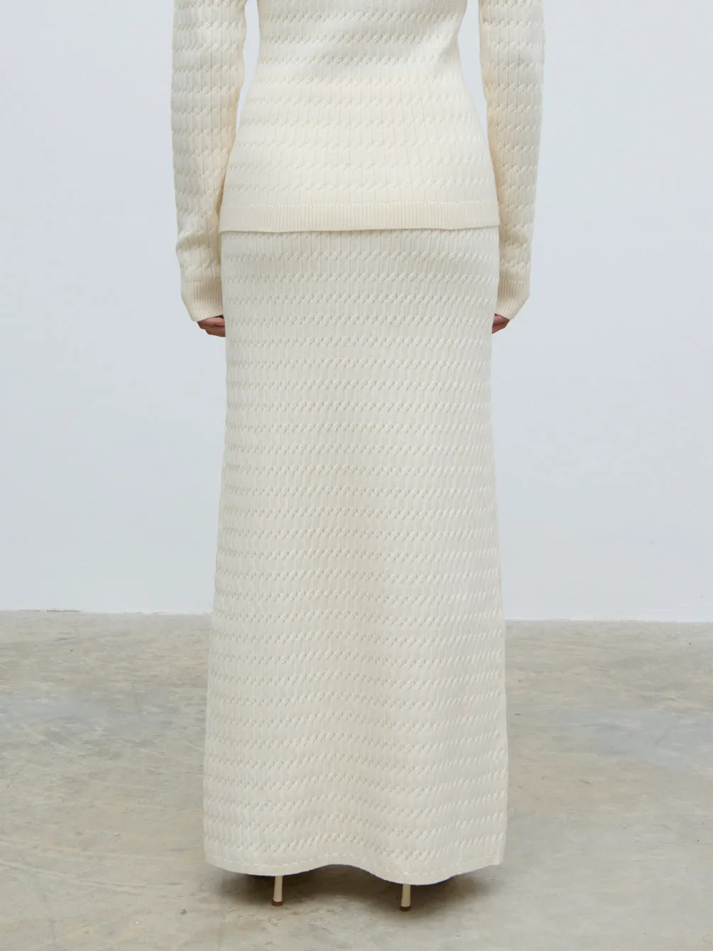 Iliana Cable Knit Midaxi Skirt - Cream sold by Pretty Lavish product image thumbnail 3