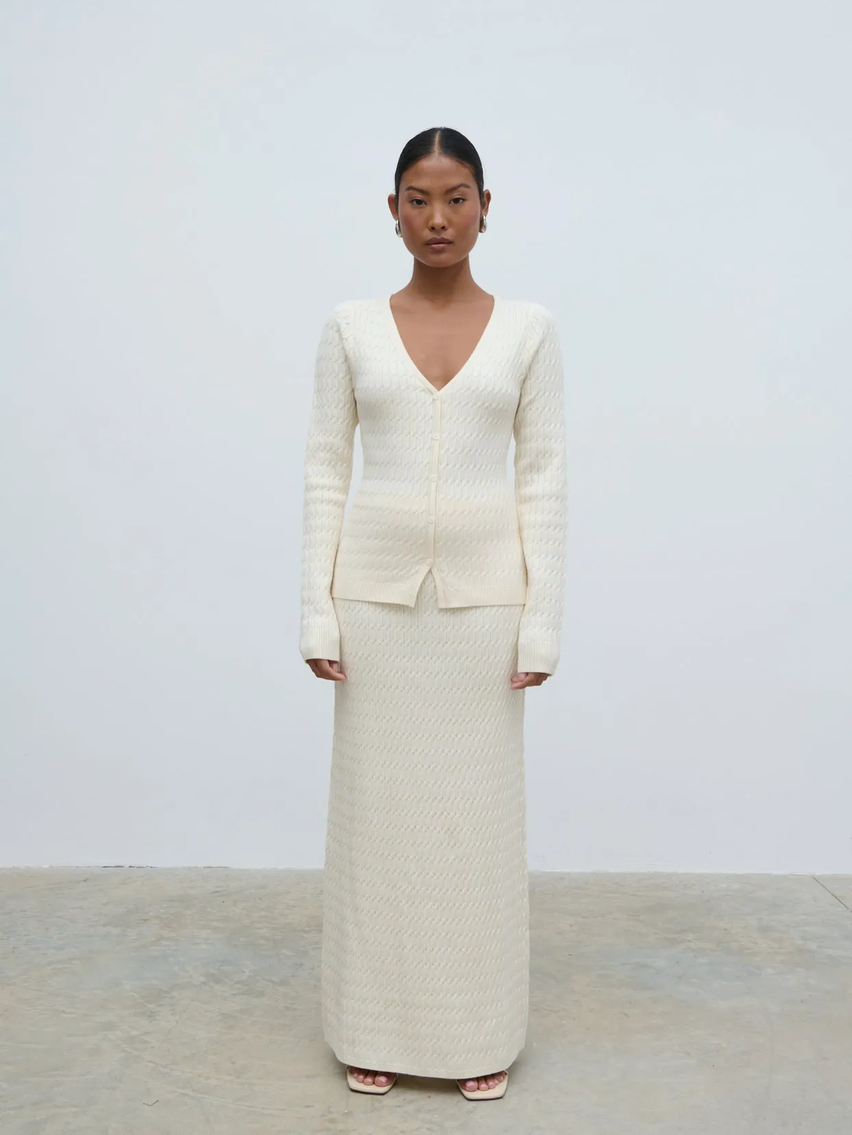 Iliana Cable Knit Cardigan - Cream sold by Pretty Lavish product image thumbnail 3