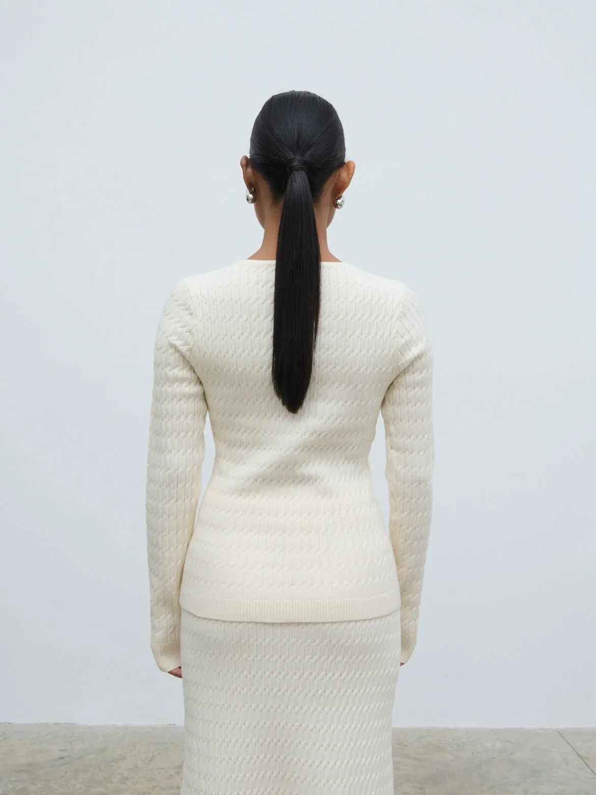 Iliana Cable Knit Cardigan - Cream sold by Pretty Lavish product image thumbnail 4