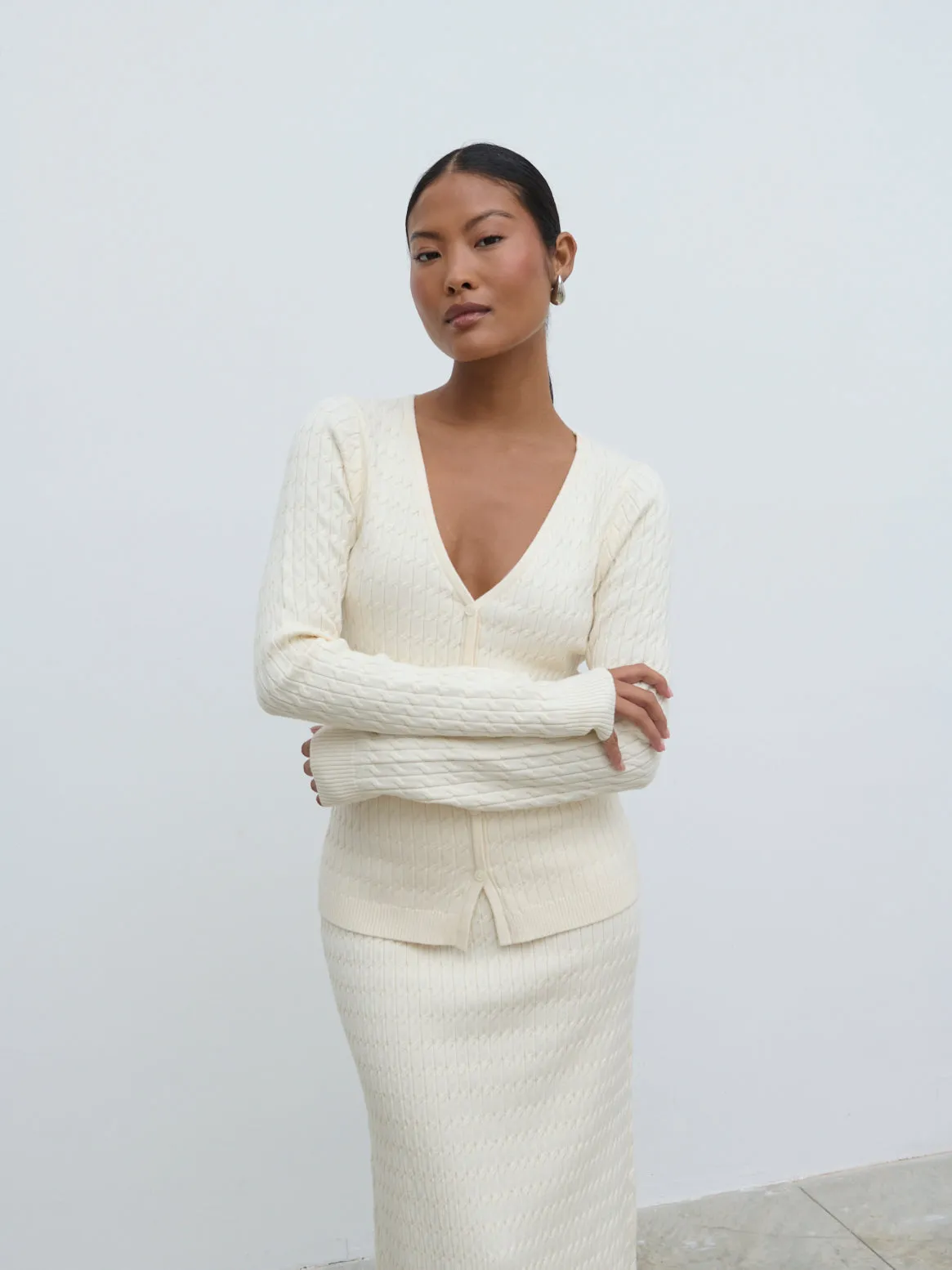 Iliana Cable Knit Cardigan - Cream sold by Pretty Lavish product image thumbnail 5
