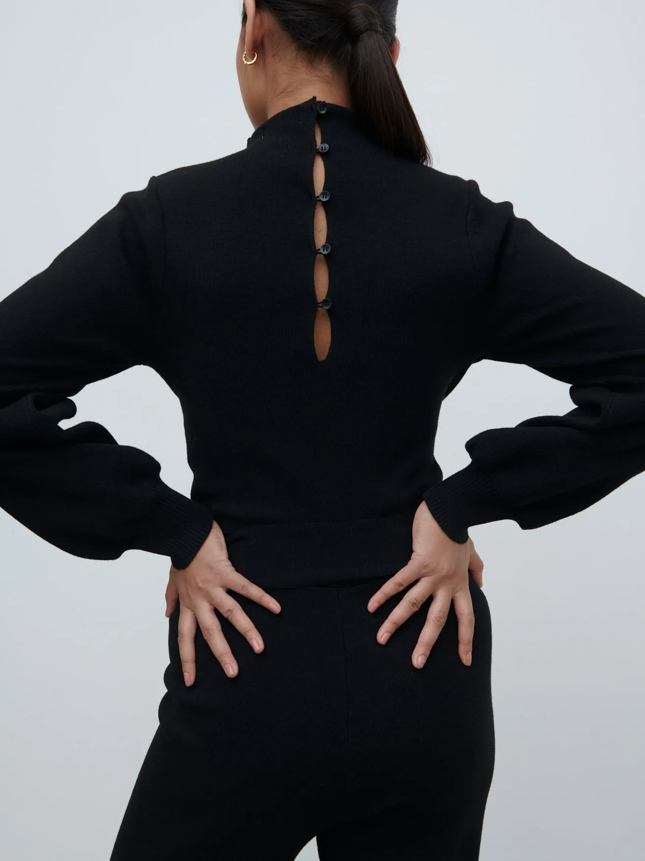Reign Tie Waist Knit Jumpsuit - Black sold by Pretty Lavish product image thumbnail 2