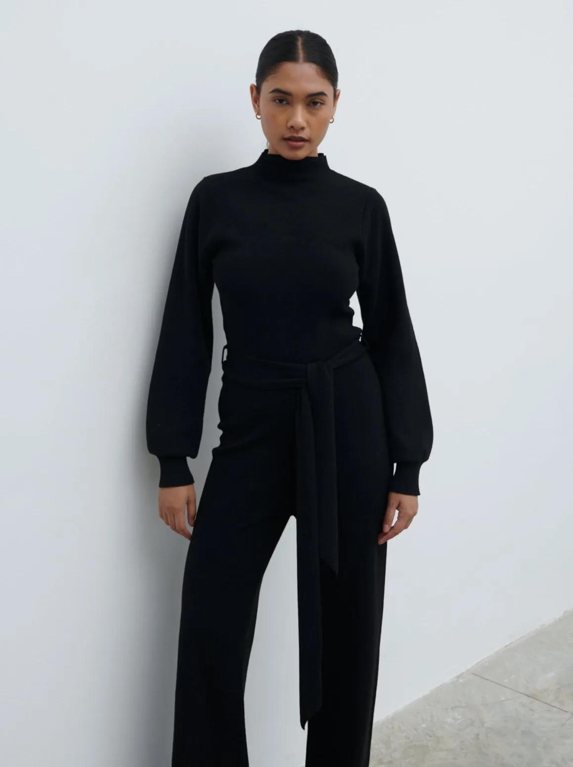 Reign Tie Waist Knit Jumpsuit - Black sold by Pretty Lavish product image thumbnail 4