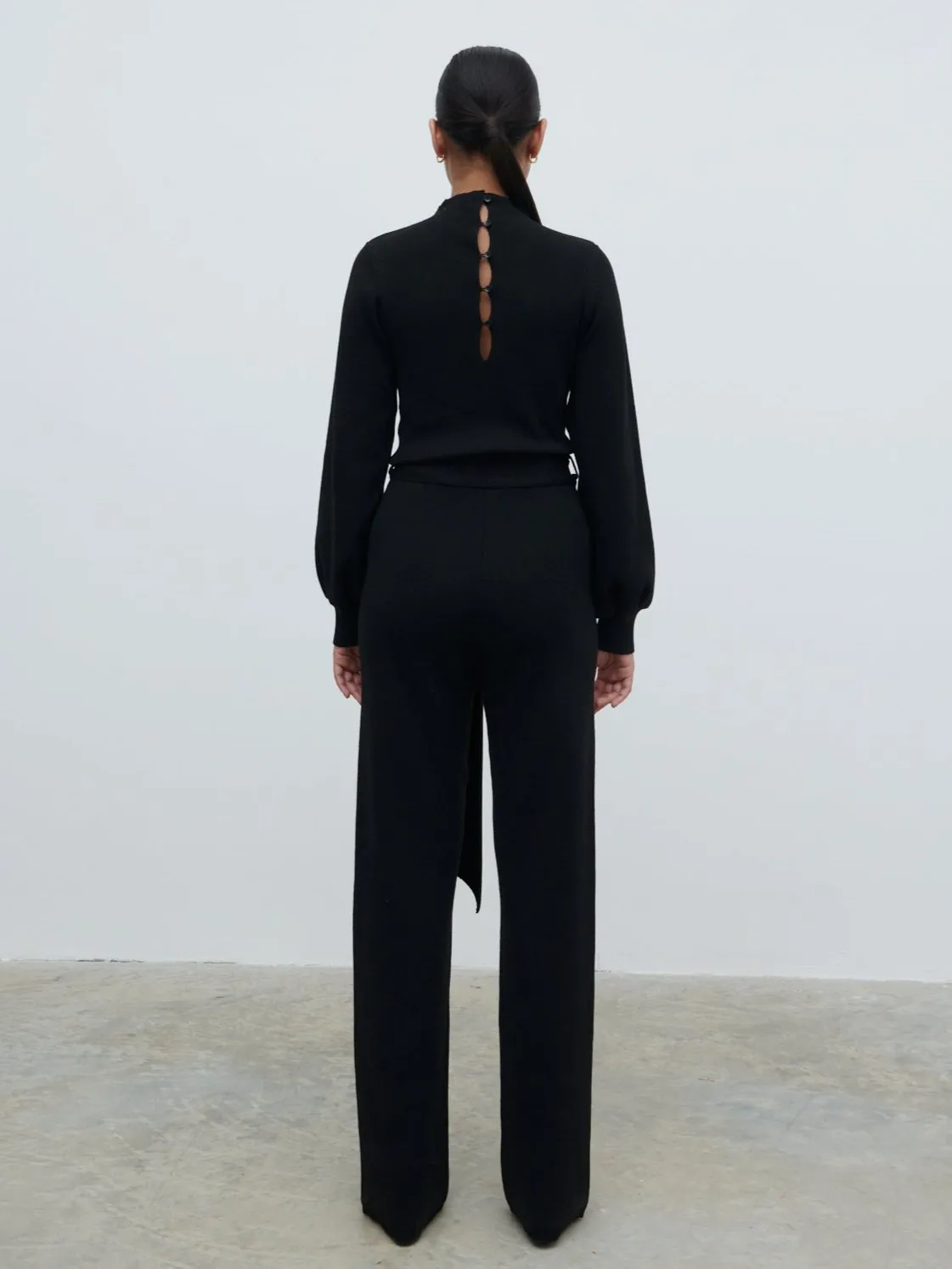Reign Tie Waist Knit Jumpsuit - Black sold by Pretty Lavish product image thumbnail 5