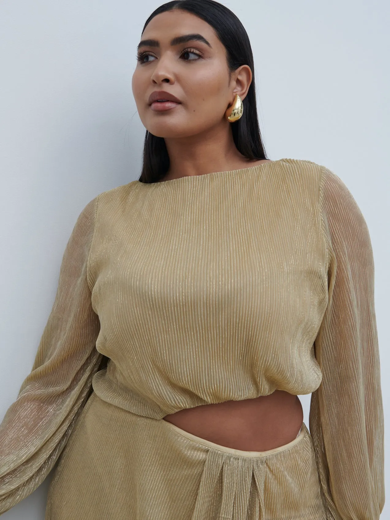 Rae Cut Out Maxi Dress Curve - Metallic Gold sold by Pretty Lavish product image thumbnail 2
