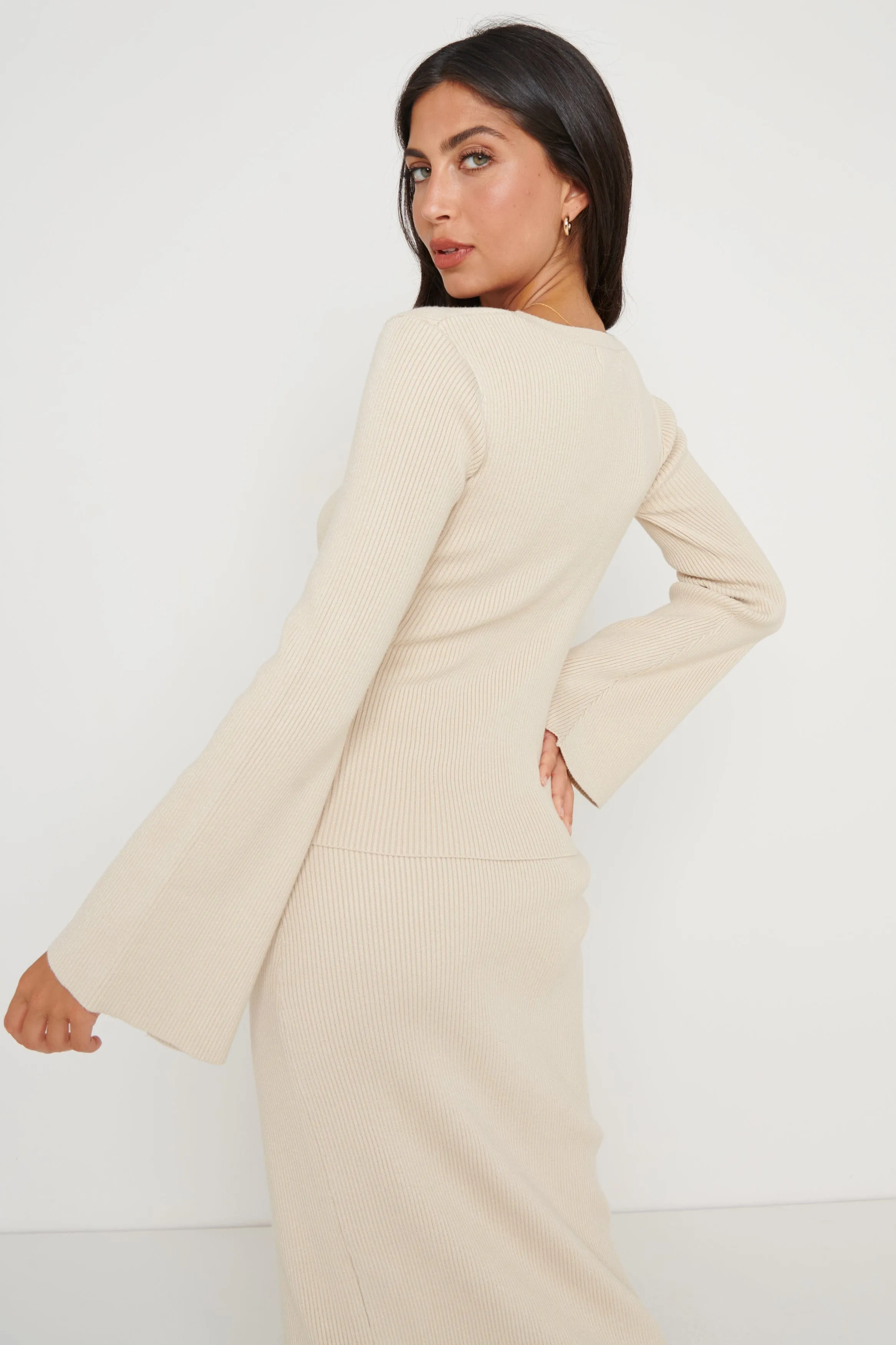 Blythe Cut Out Knit Top - Beige sold by Pretty Lavish product image thumbnail 4