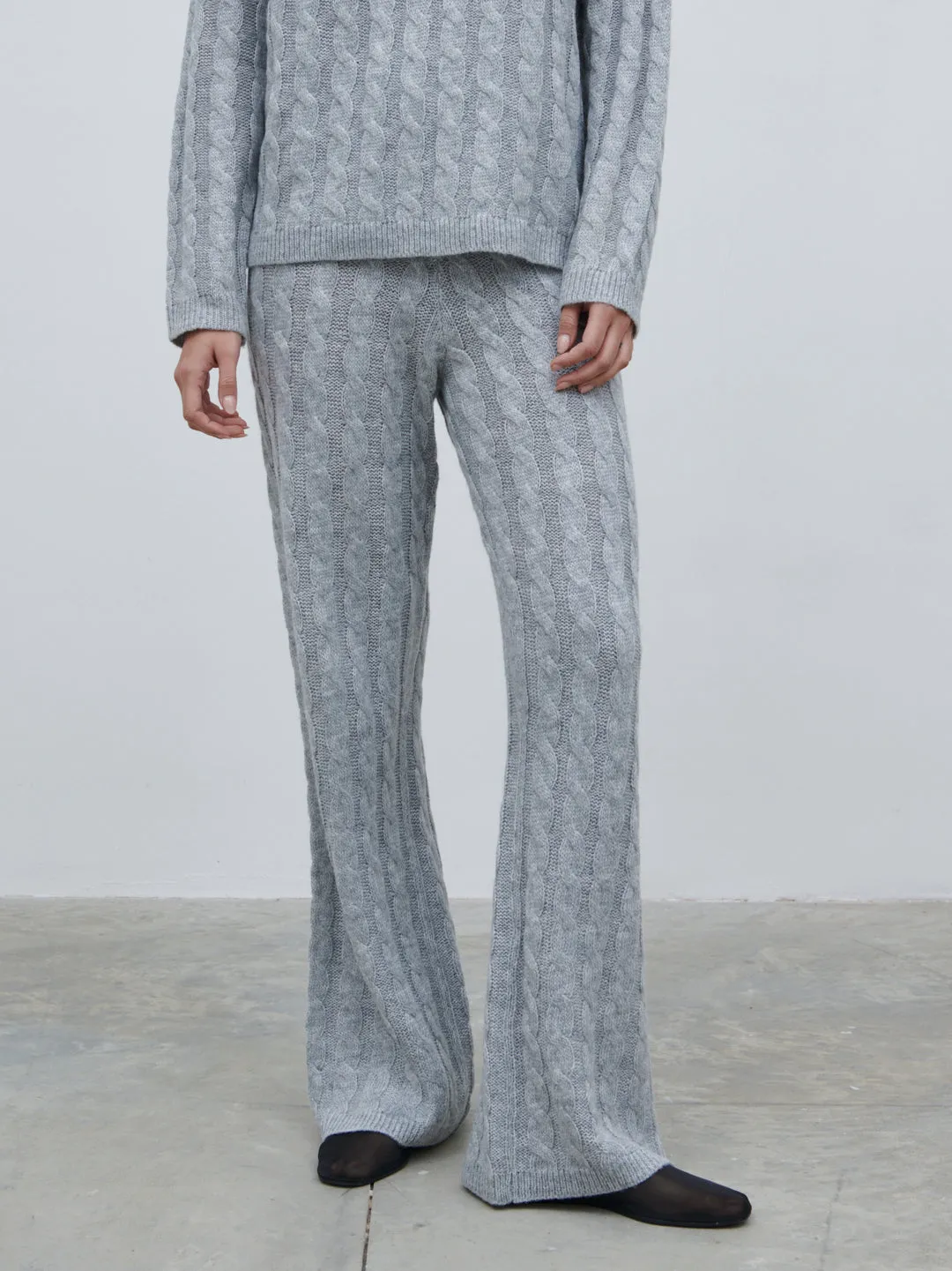 Jayde Cable Knit Trousers - Grey Marl sold by Pretty Lavish