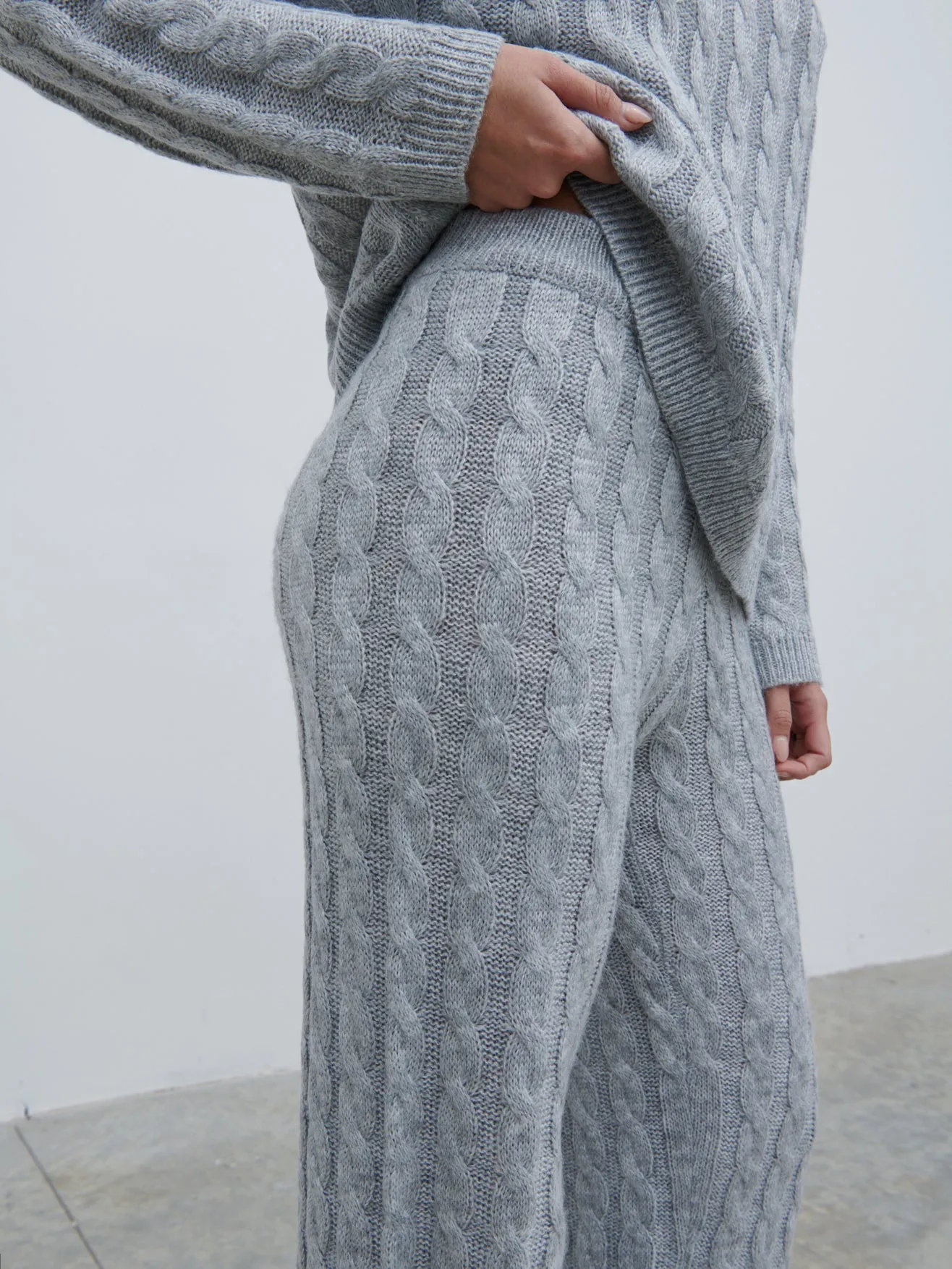 Jayde Cable Knit Trousers - Grey Marl sold by Pretty Lavish product image thumbnail 2