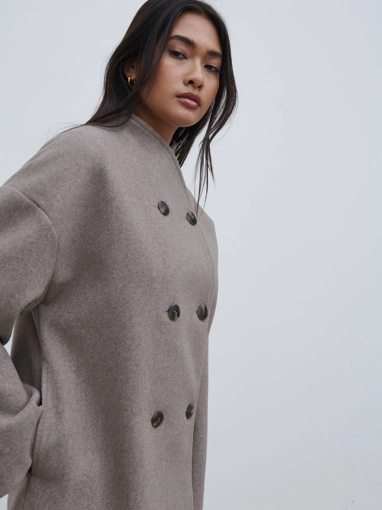 Oliviana Felted Button Jacket - Greige sold by Pretty Lavish product image thumbnail 4