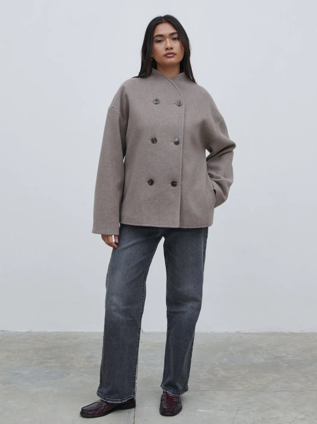 Oliviana Felted Button Jacket - Greige sold by Pretty Lavish product image thumbnail 5