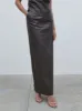 Maeve Faux Leather Maxi Skirt - Dark Chocolate Brown sold by Pretty Lavish