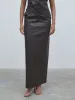Maeve Faux Leather Maxi Skirt - Dark Chocolate Brown sold by Pretty Lavish