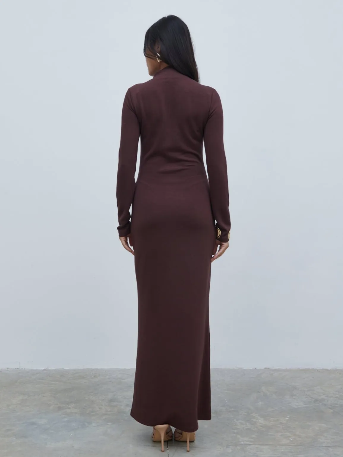 Mabel High Neck Jersey Maxi Dress - Brown sold by Pretty Lavish product image thumbnail 5