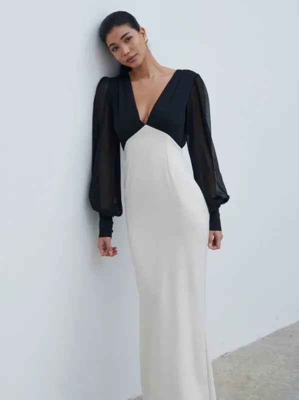 Ayla Contrast Maxi Dress - Black and White sold by Pretty Lavish