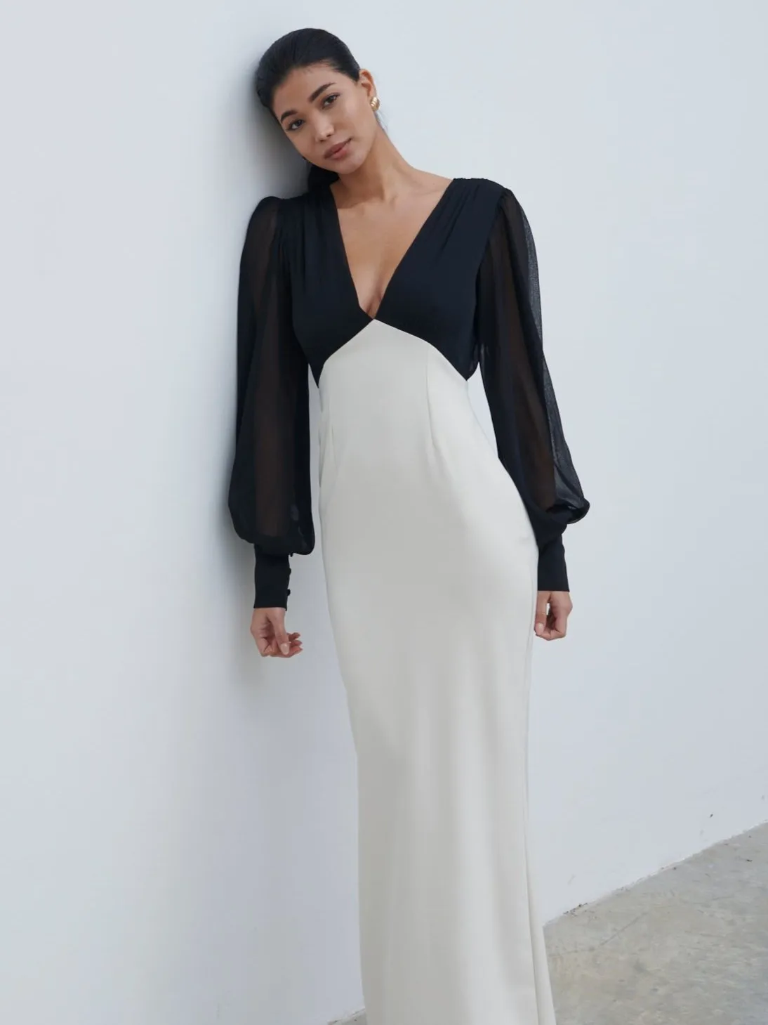 Ayla Contrast Maxi Dress - Black and White sold by Pretty Lavish