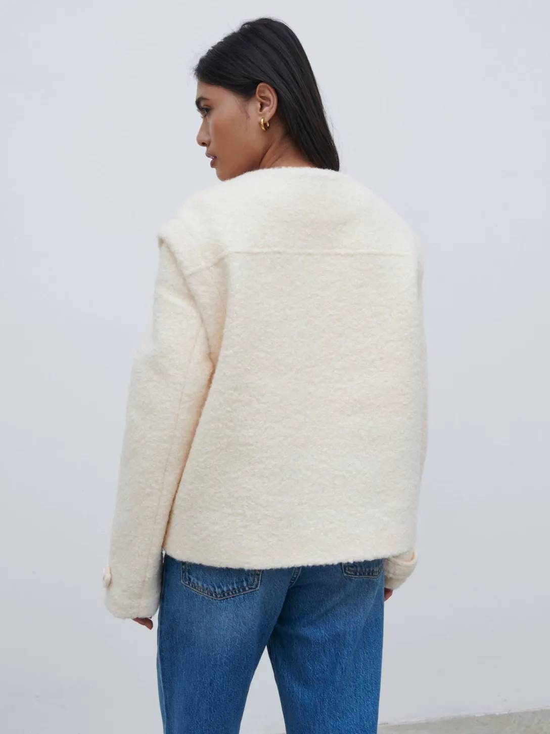 Lilia Cropped Boucle Jacket and Gilet - Cream sold by Pretty Lavish product image thumbnail 4
