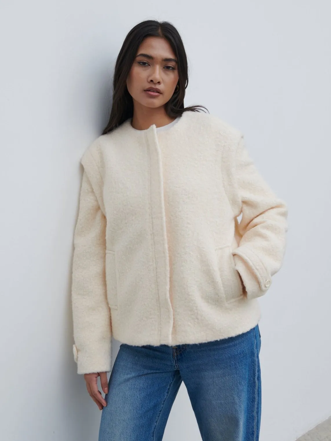 Lilia Cropped Boucle Jacket and Gilet - Cream sold by Pretty Lavish product image thumbnail 5