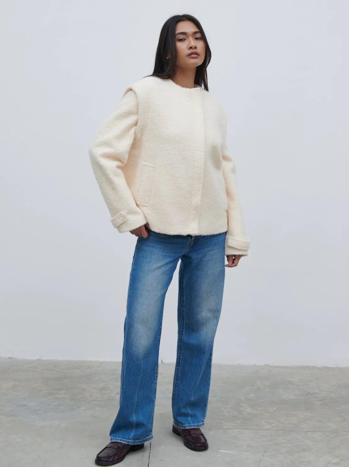 Lilia Cropped Boucle Jacket and Gilet - Cream sold by Pretty Lavish product image thumbnail 2
