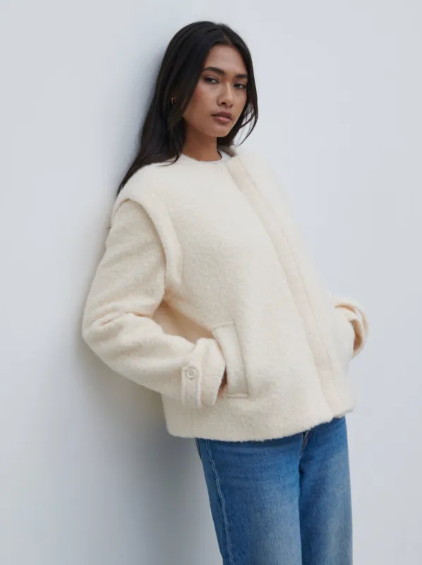 Lilia Cropped Boucle Jacket and Gilet - Cream sold by Pretty Lavish