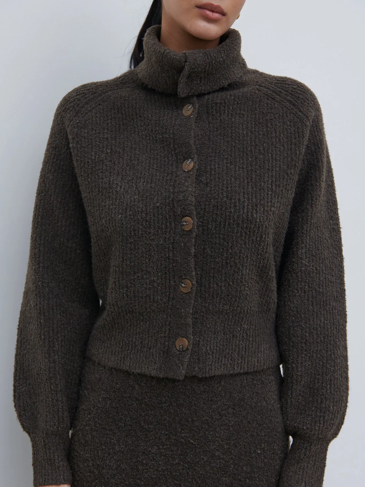 Camille High Neck Knit Cardigan - Bark sold by Pretty Lavish product image thumbnail 3