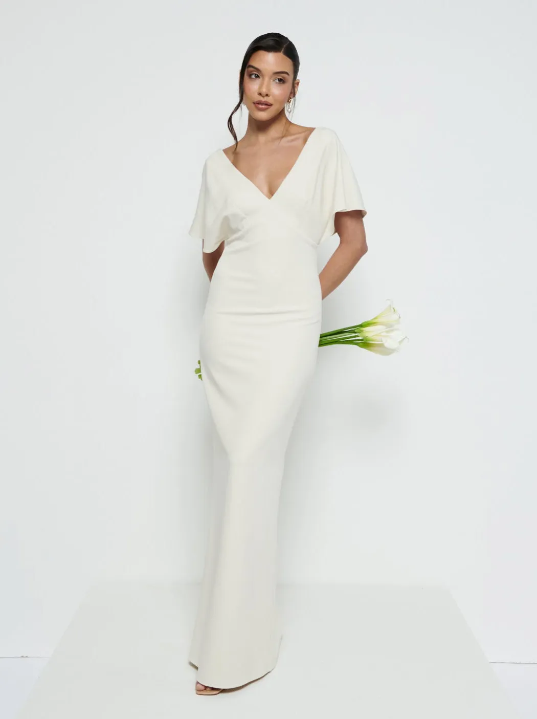 Sadie Crepe Maxi Bridesmaid Dress - Champagne sold by Pretty Lavish