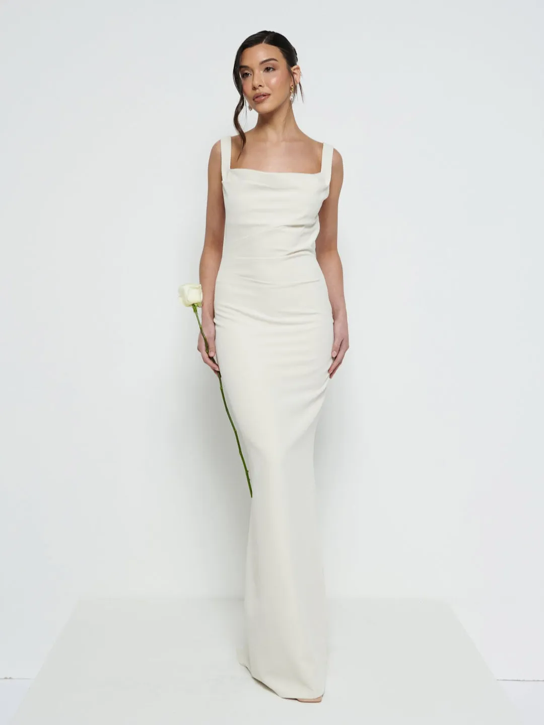 Harriet Cowl Neck Crepe Maxi Bridesmaid Dress - Champagne sold by Pretty Lavish product image thumbnail 4