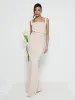 Harriet Cowl Neck Crepe Maxi Bridesmaid Dress - Blush sold by Pretty Lavish
