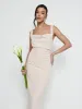 Harriet Cowl Neck Crepe Maxi Bridesmaid Dress - Blush sold by Pretty Lavish