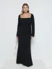 Reagan Square Neck Crepe Maxi Bridesmaid Dress - Black sold by Pretty Lavish