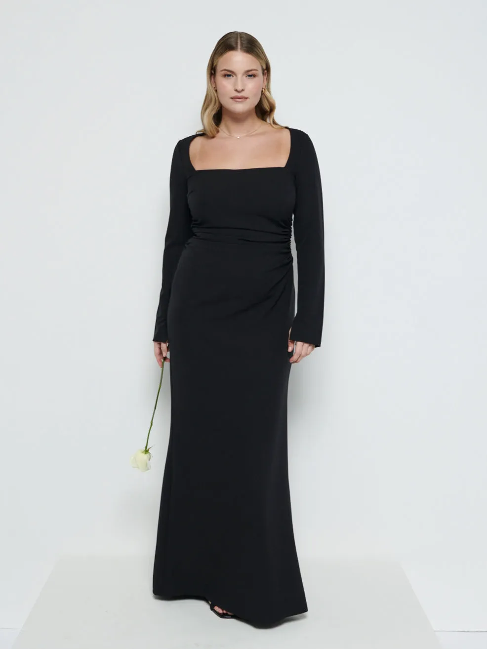 Reagan Square Neck Crepe Maxi Bridesmaid Dress - Black sold by Pretty Lavish product image thumbnail 4