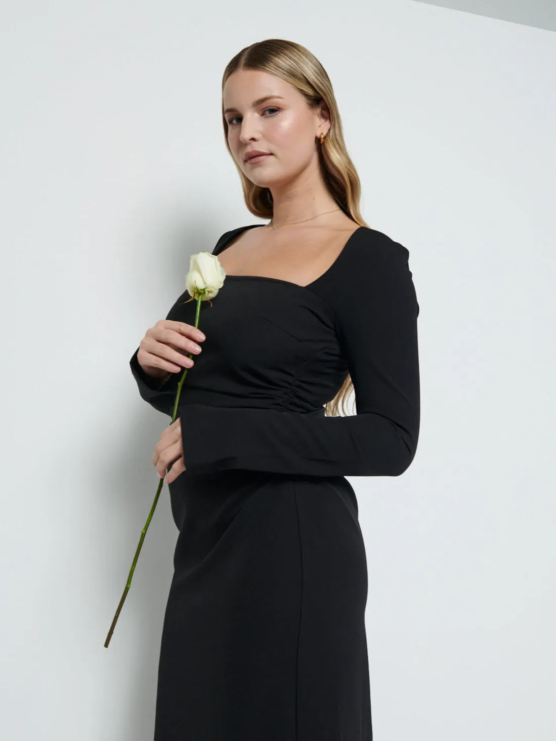 Reagan Square Neck Crepe Maxi Bridesmaid Dress - Black sold by Pretty Lavish product image thumbnail 3