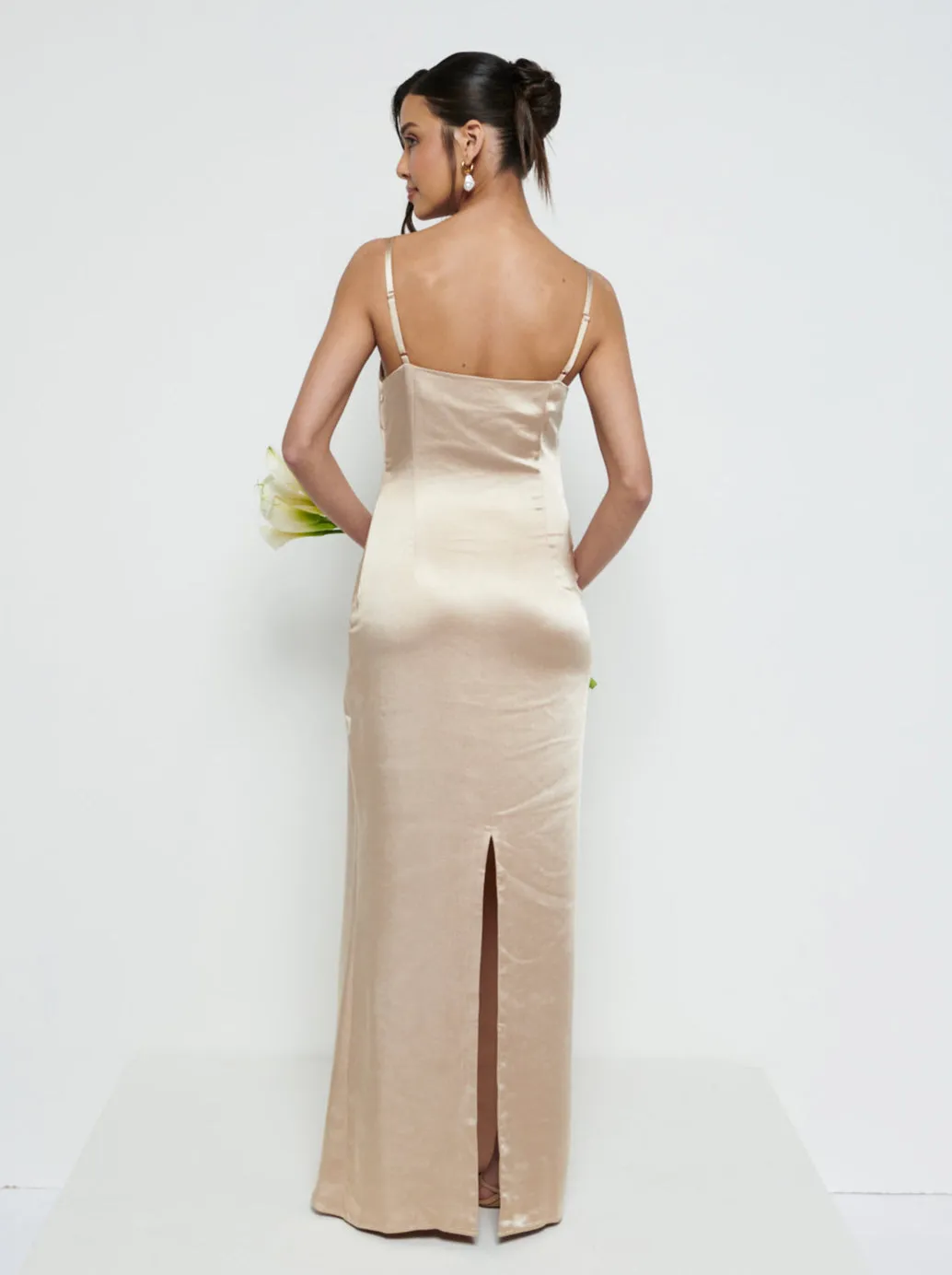 June Satin Maxi Bridesmaid Dress - Bronze sold by Pretty Lavish product image thumbnail 3